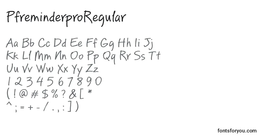 A fonte PfreminderproRegular – alfabeto, números, caracteres especiais