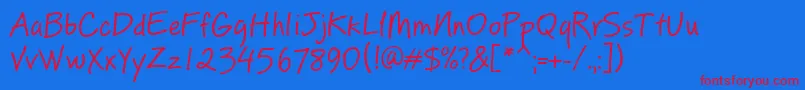 PfreminderproRegular Font – Red Fonts on Blue Background