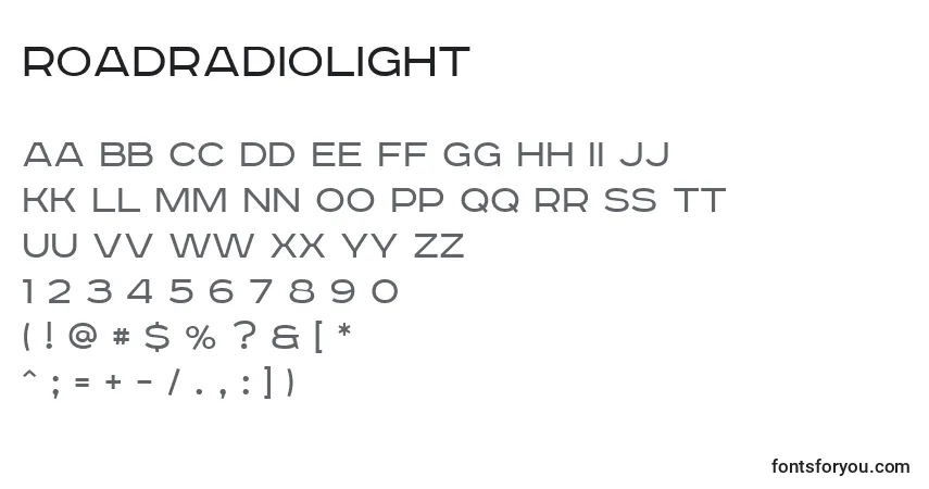 Шрифт RoadradioLight – алфавит, цифры, специальные символы