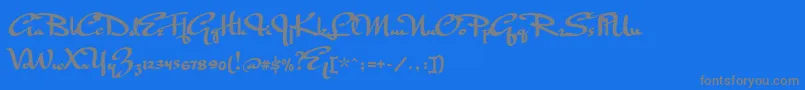 フォントMrrafkin – 青い背景に灰色の文字