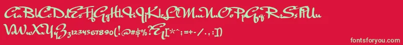 フォントMrrafkin – 赤い背景に緑の文字