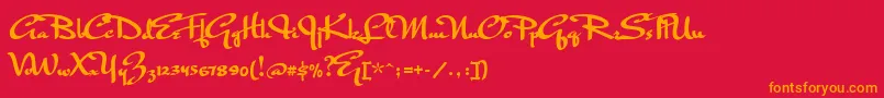 フォントMrrafkin – 赤い背景にオレンジの文字