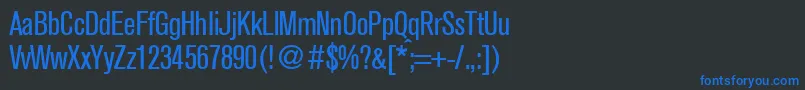 フォントAkzentcondRegularDb – 黒い背景に青い文字
