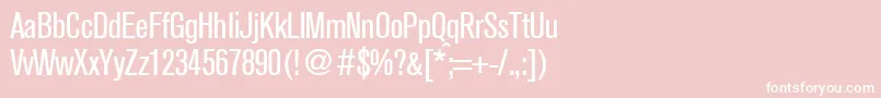 AkzentcondRegularDb-fontti – valkoiset fontit vaaleanpunaisella taustalla