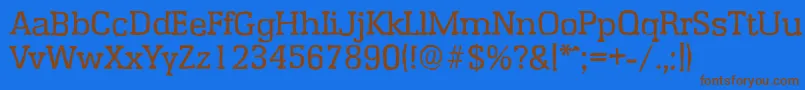 EnschedeantiqueRegular-Schriftart – Braune Schriften auf blauem Hintergrund