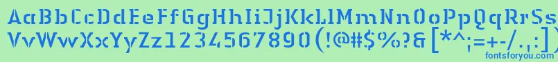 LinotypeAuthenticStencilRegular Font – Blue Fonts on Green Background