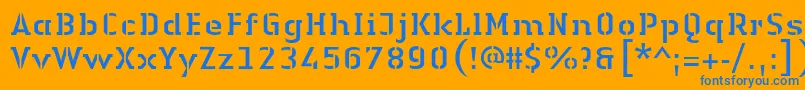 フォントLinotypeAuthenticStencilRegular – オレンジの背景に青い文字