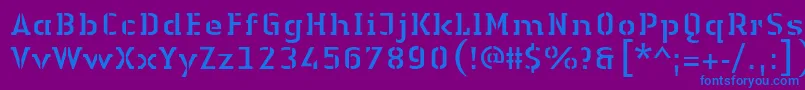 LinotypeAuthenticStencilRegular-Schriftart – Blaue Schriften auf violettem Hintergrund