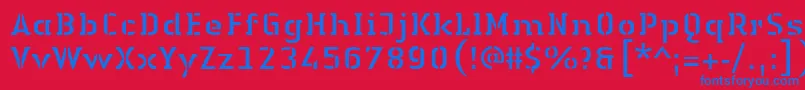 Czcionka LinotypeAuthenticStencilRegular – niebieskie czcionki na czerwonym tle