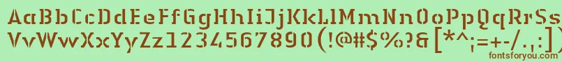 LinotypeAuthenticStencilRegular-fontti – ruskeat fontit vihreällä taustalla