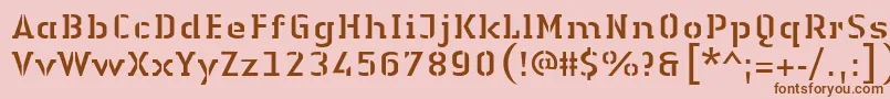 Fonte LinotypeAuthenticStencilRegular – fontes marrons em um fundo rosa