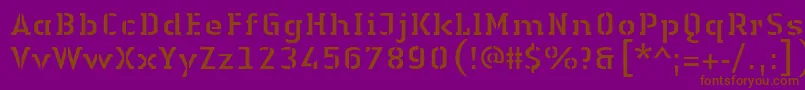 Fonte LinotypeAuthenticStencilRegular – fontes marrons em um fundo roxo