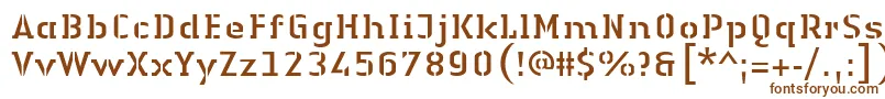 LinotypeAuthenticStencilRegular-fontti – ruskeat fontit valkoisella taustalla