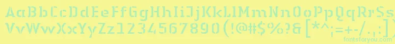 LinotypeAuthenticStencilRegular Font – Green Fonts on Yellow Background