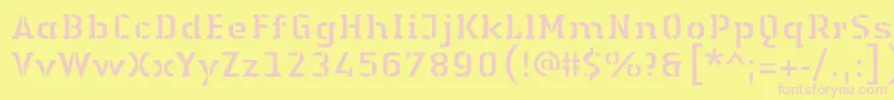 Fonte LinotypeAuthenticStencilRegular – fontes rosa em um fundo amarelo