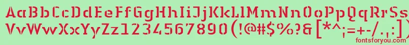 Czcionka LinotypeAuthenticStencilRegular – czerwone czcionki na zielonym tle