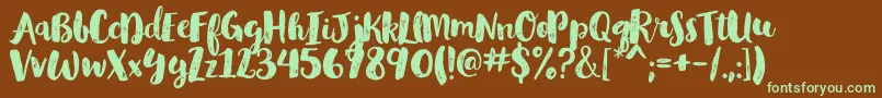 GlamourbrushRegular Font – Green Fonts on Brown Background