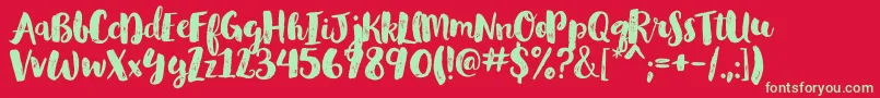 GlamourbrushRegular Font – Green Fonts on Red Background