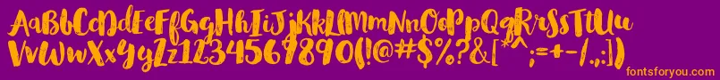 GlamourbrushRegular Font – Orange Fonts on Purple Background