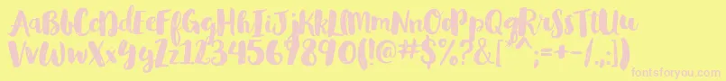 GlamourbrushRegular-fontti – vaaleanpunaiset fontit keltaisella taustalla