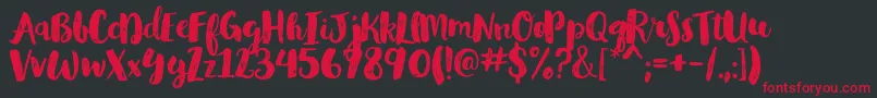 GlamourbrushRegular Font – Red Fonts on Black Background