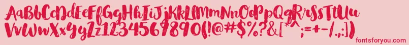 フォントGlamourbrushRegular – ピンクの背景に赤い文字