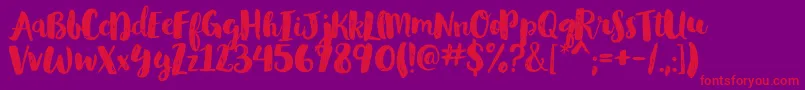 GlamourbrushRegular Font – Red Fonts on Purple Background