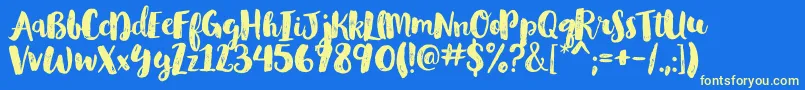 More about GlamourbrushRegular Font GlamourbrushRegular Font – Yellow Fonts on Blue Background