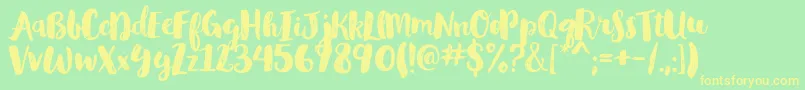 GlamourbrushRegular Font – Yellow Fonts on Green Background