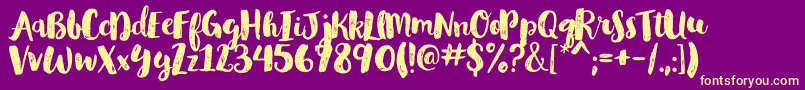 GlamourbrushRegular Font – Yellow Fonts on Purple Background