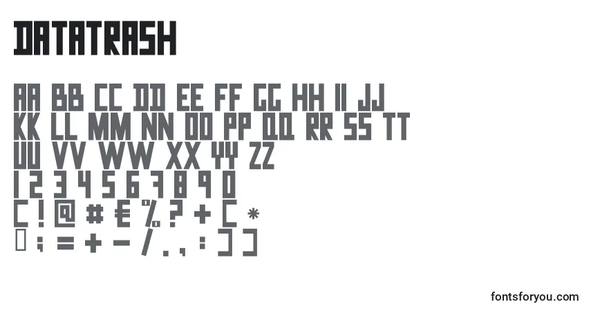 Schriftart DataTrash (81294) – Alphabet, Zahlen, spezielle Symbole