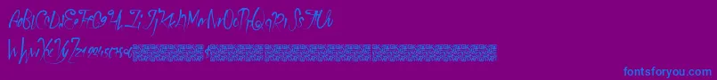 Schoolparty-Schriftart – Blaue Schriften auf violettem Hintergrund