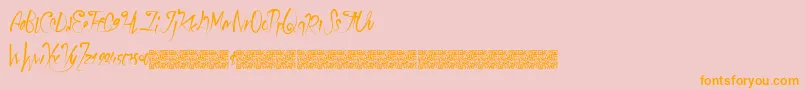 Schoolparty-Schriftart – Orangefarbene Schriften auf rosa Hintergrund