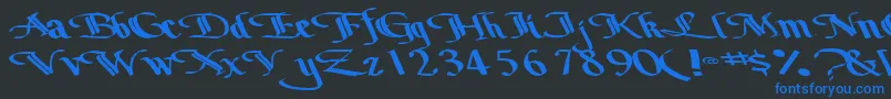 Czcionka Bottomoutone104RegularTtext – niebieskie czcionki na czarnym tle
