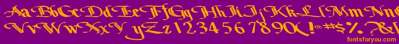 Bottomoutone104RegularTtext-Schriftart – Orangefarbene Schriften auf violettem Hintergrund