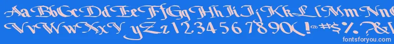 Czcionka Bottomoutone104RegularTtext – różowe czcionki na niebieskim tle