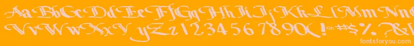 Fonte Bottomoutone104RegularTtext – fontes rosa em um fundo laranja