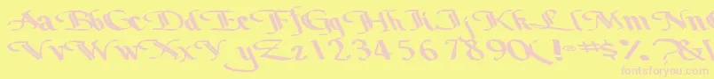 Bottomoutone104RegularTtext-Schriftart – Rosa Schriften auf gelbem Hintergrund