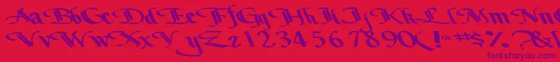 Bottomoutone104RegularTtext-Schriftart – Violette Schriften auf rotem Hintergrund