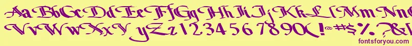 Bottomoutone104RegularTtext Font – Purple Fonts on Yellow Background