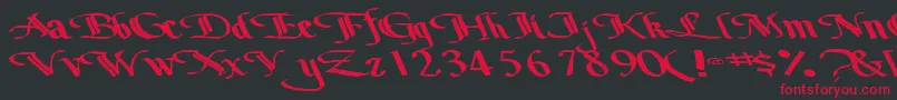 Bottomoutone104RegularTtext-fontti – punaiset fontit mustalla taustalla