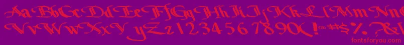 Шрифт Bottomoutone104RegularTtext – красные шрифты на фиолетовом фоне