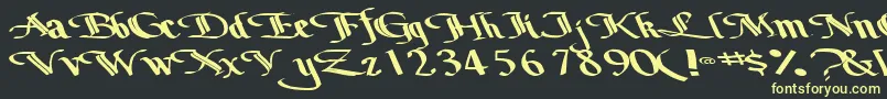 Czcionka Bottomoutone104RegularTtext – żółte czcionki na czarnym tle