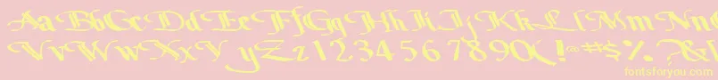 Bottomoutone104RegularTtext-Schriftart – Gelbe Schriften auf rosa Hintergrund