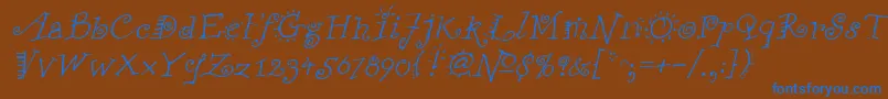 FunstuffItalic Font – Blue Fonts on Brown Background