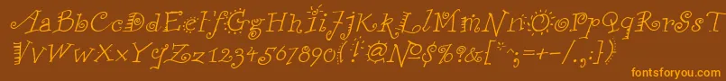 FunstuffItalic Font – Orange Fonts on Brown Background