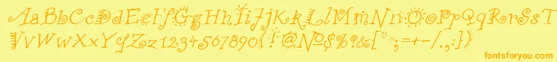 FunstuffItalic Font – Orange Fonts on Yellow Background