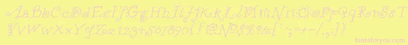 FunstuffItalic Font – Pink Fonts on Yellow Background