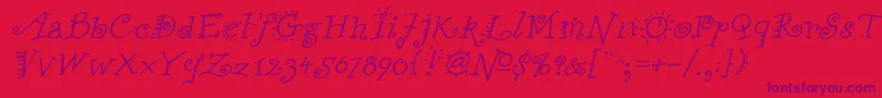 FunstuffItalic Font – Purple Fonts on Red Background