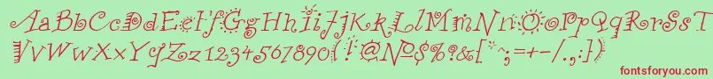 FunstuffItalic Font – Red Fonts on Green Background